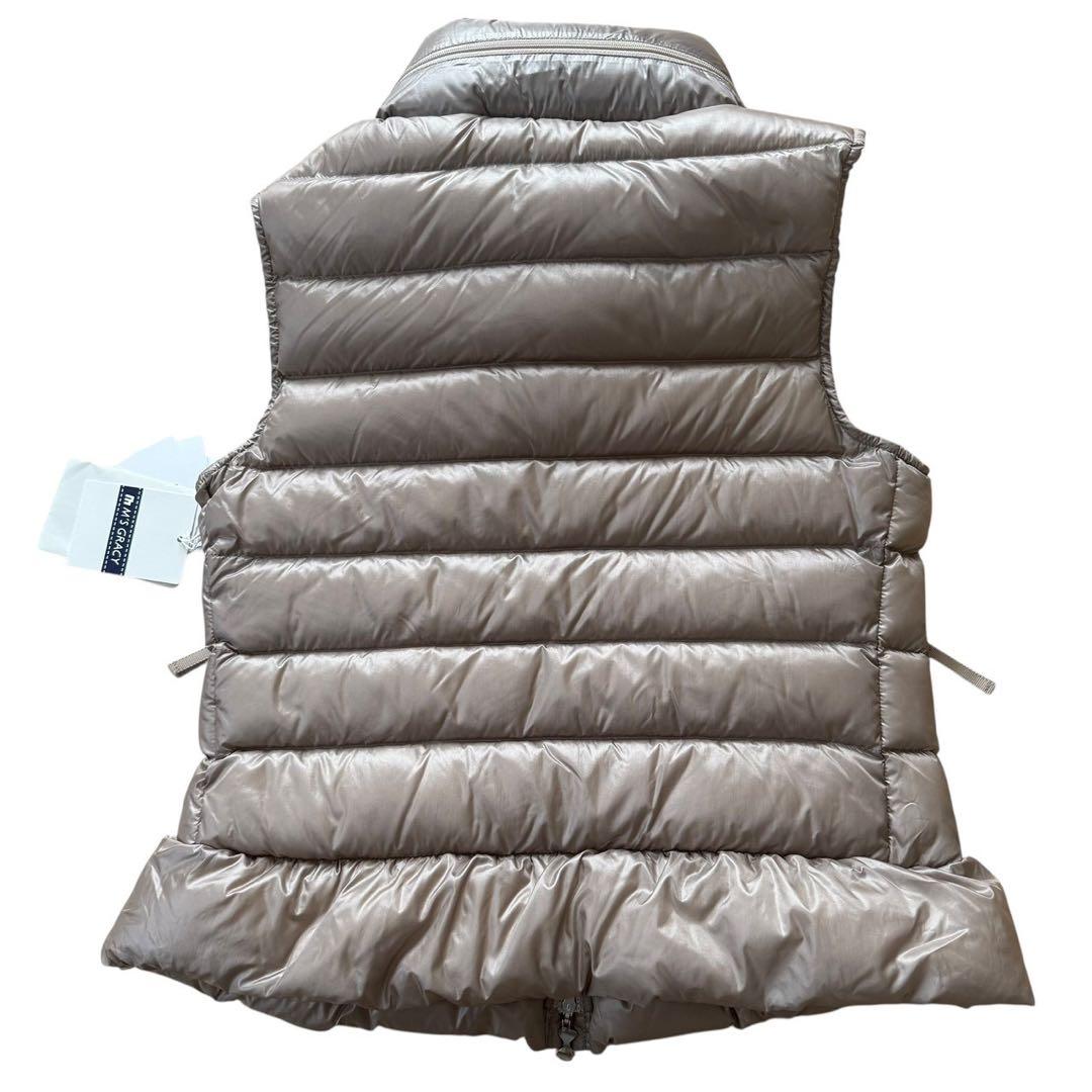 タグ付き エムズグレイシー ダウンベスト リボン ベージュ 38サイズ