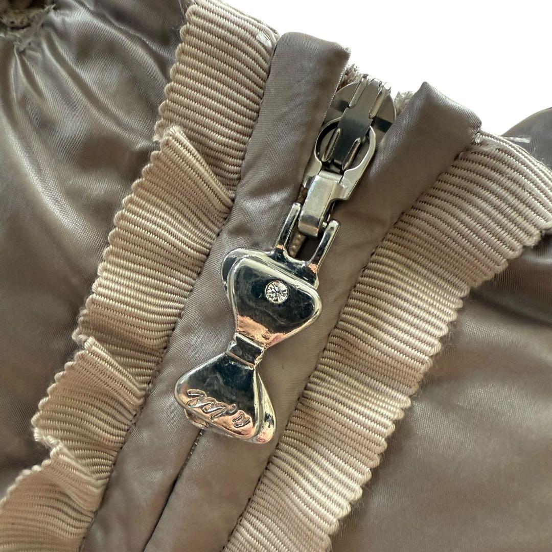 タグ付き エムズグレイシー ダウンベスト リボン ベージュ 38サイズ