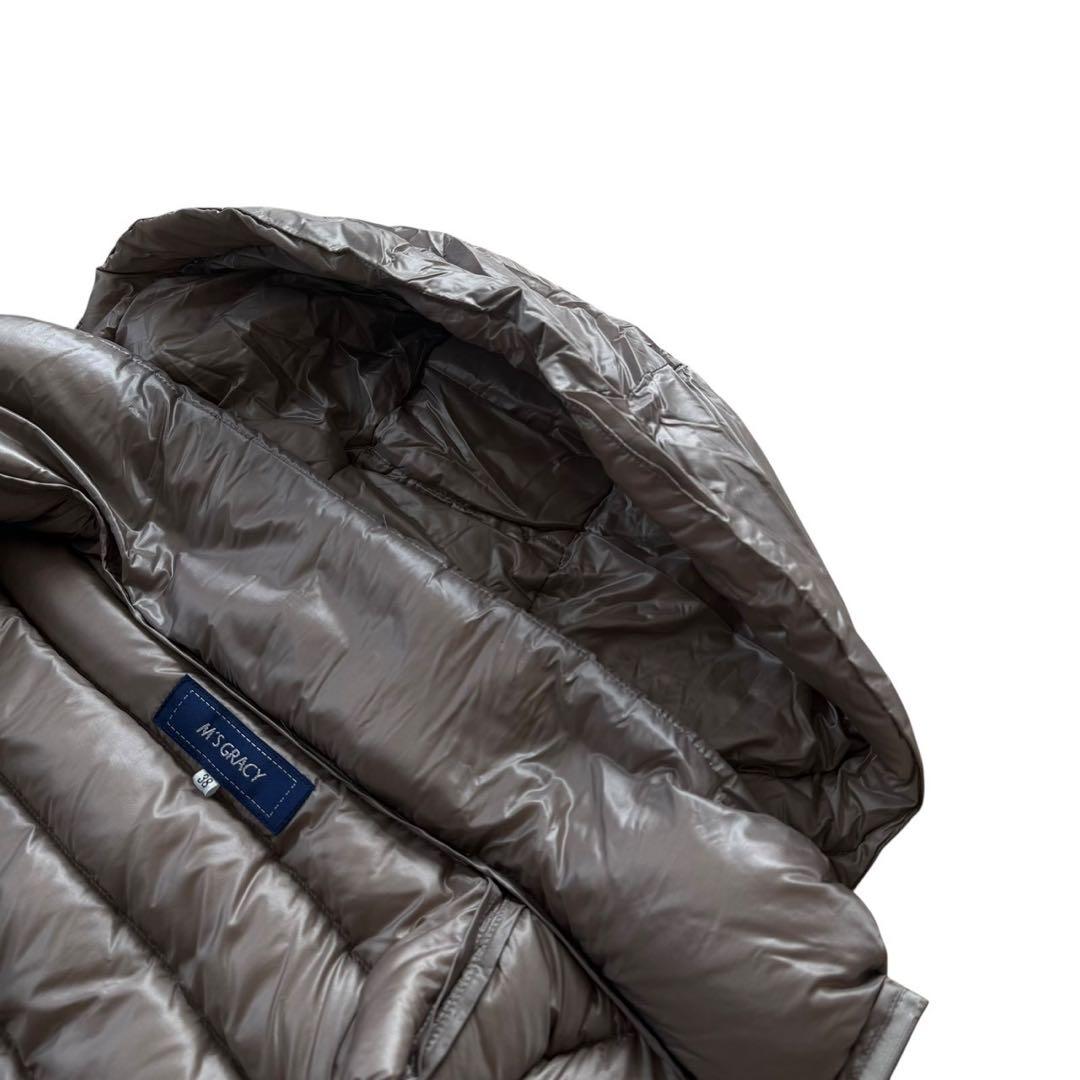 タグ付き エムズグレイシー ダウンベスト リボン ベージュ 38サイズ