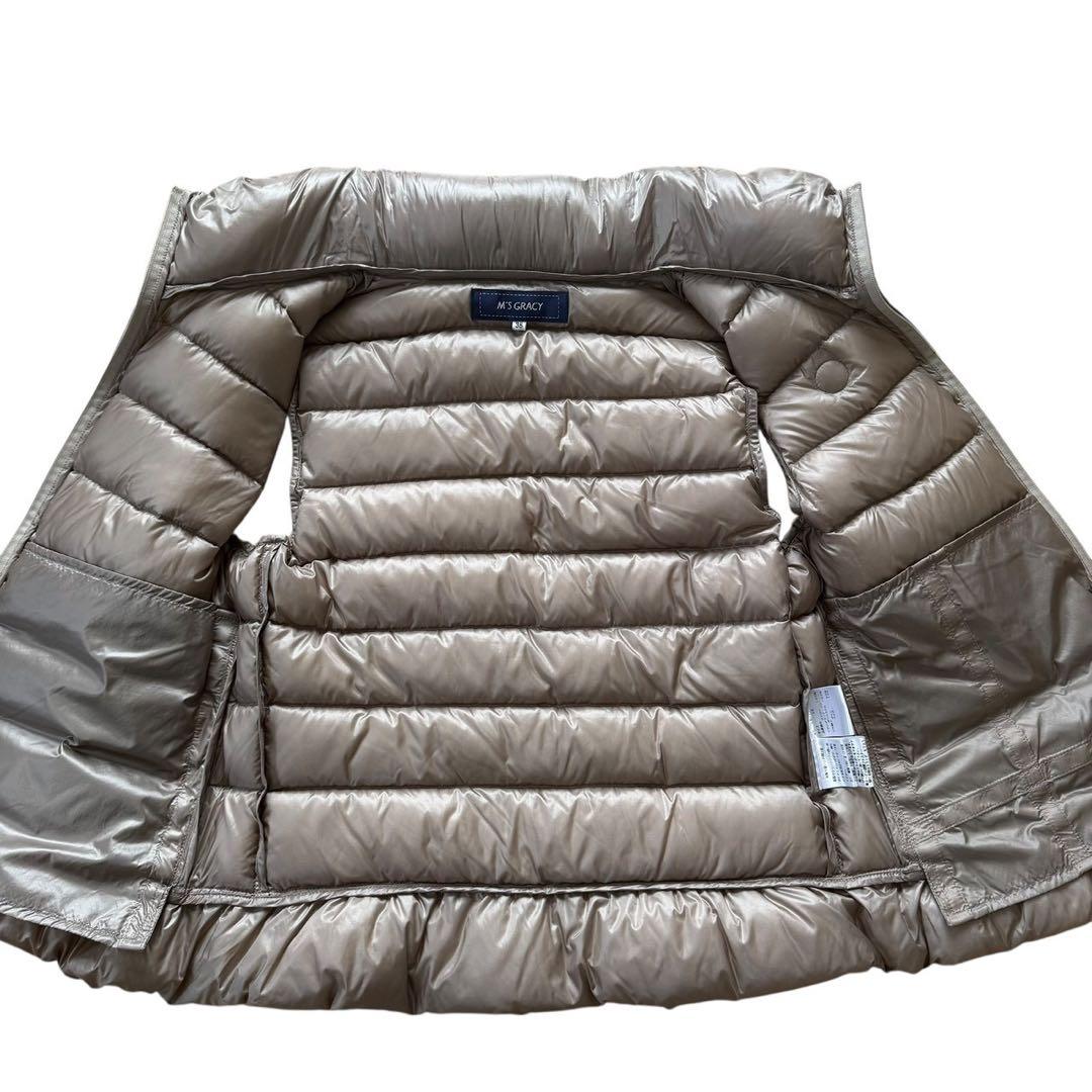 タグ付き エムズグレイシー ダウンベスト リボン ベージュ 38サイズ