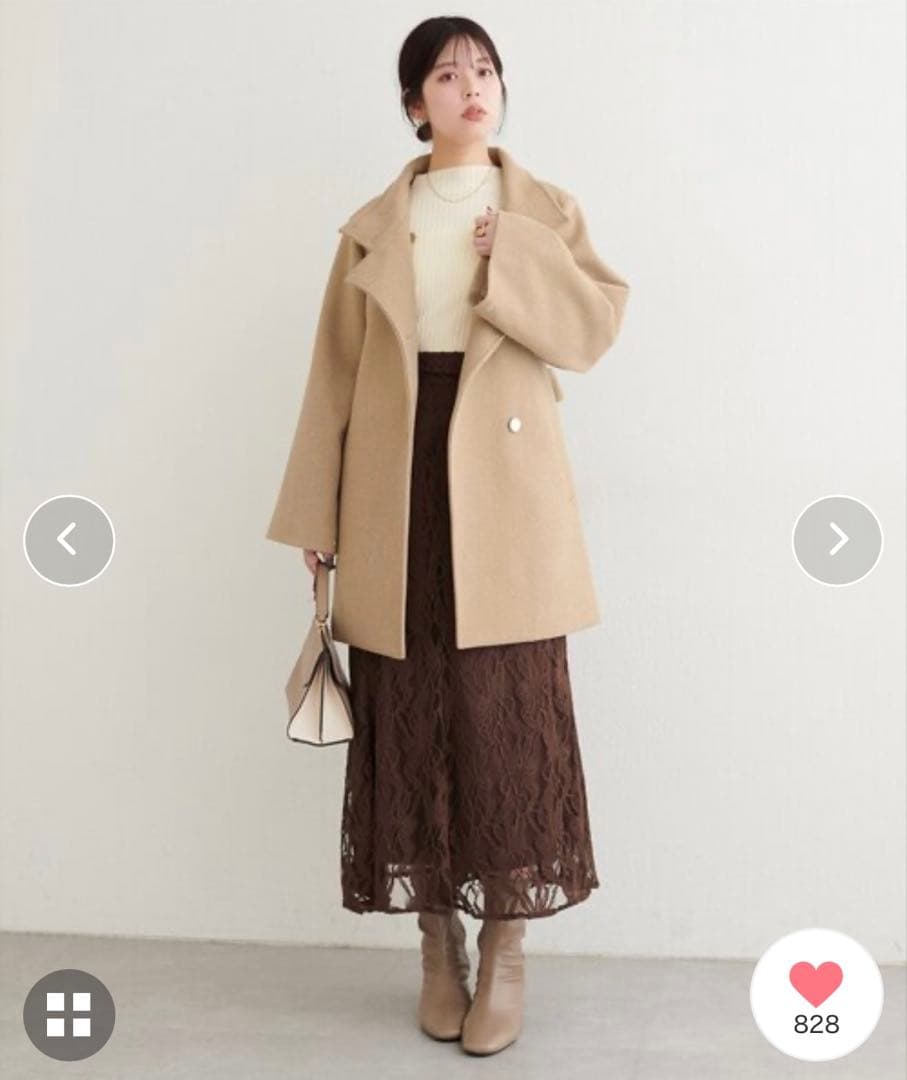 ナチュラルクチュール　〈ako〉スタンドカラーミドル丈コート