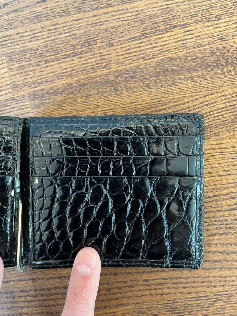 クロコダイル マネークリップ付 二つ折り財布