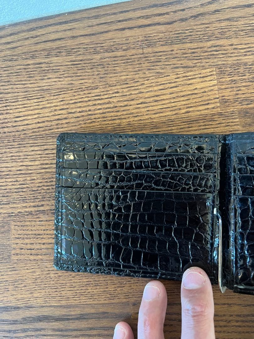 クロコダイル マネークリップ付 二つ折り財布