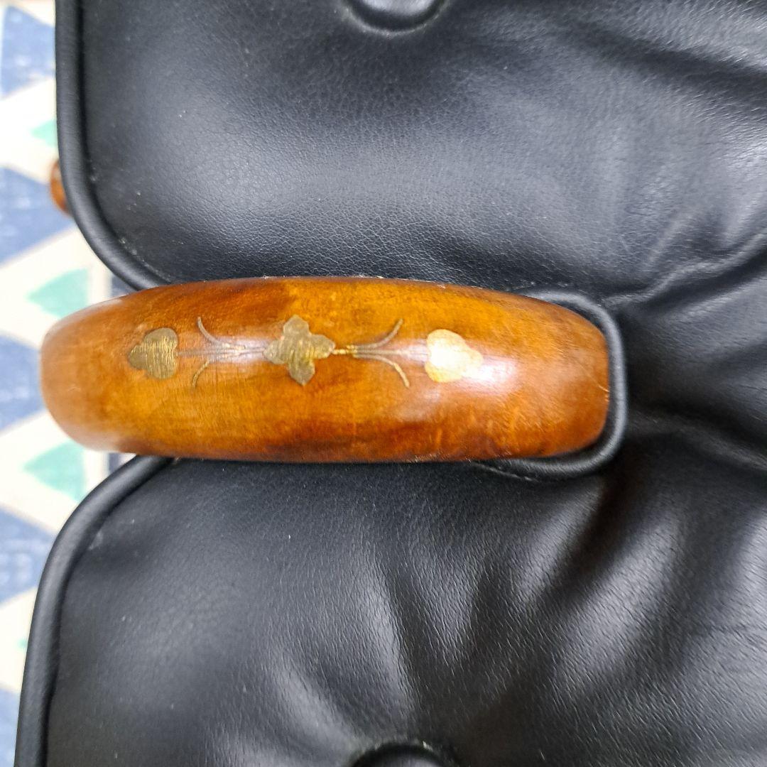 ♡アンティーク　象嵌 　金彩 オットマン チェア スツール 鞍型 黒♡