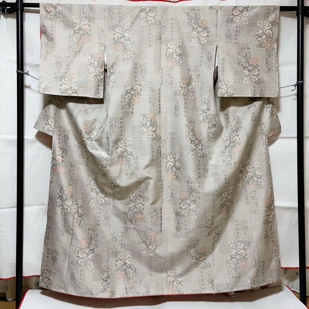 未使用近い　美品　袷　正絹　大島紬　白紬　小紋　フルセット
