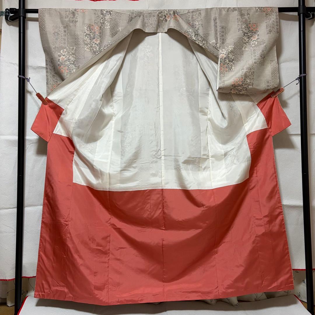 未使用近い　美品　袷　正絹　大島紬　白紬　小紋　フルセット