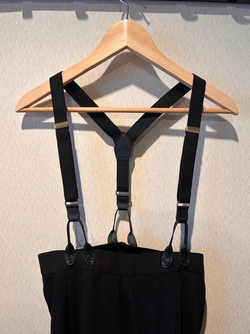 Curensology サスペンダーパンツ ブラック サロペットパンツ