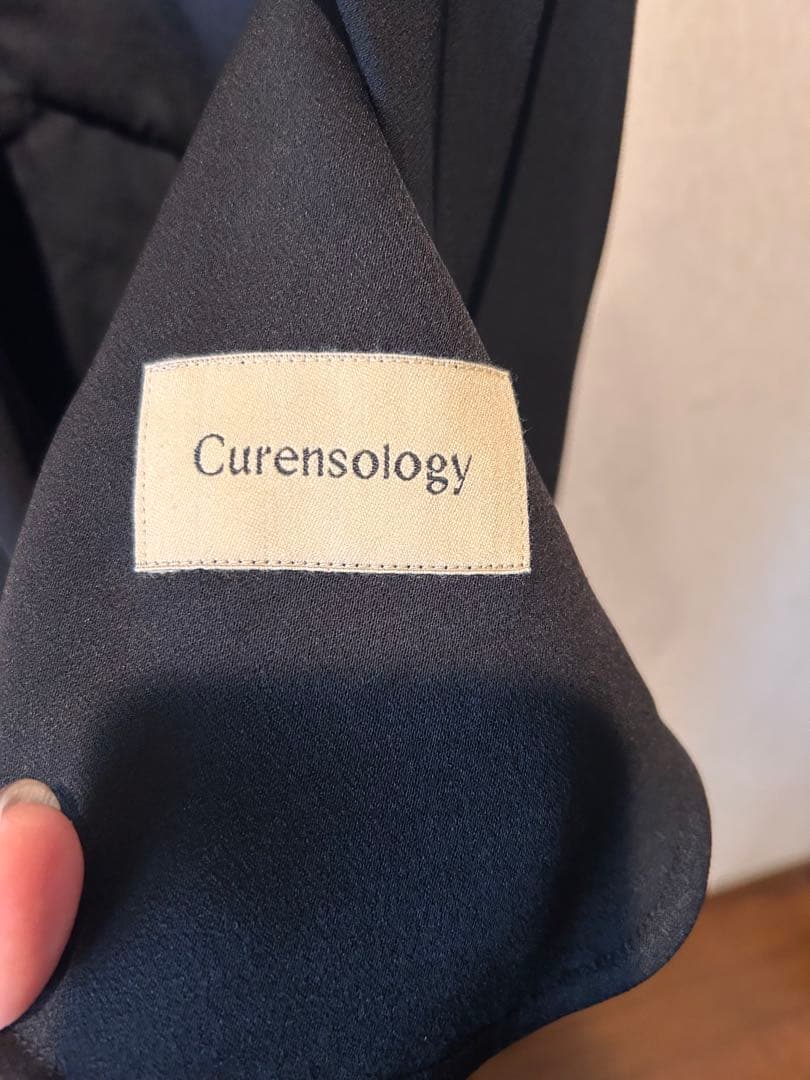 Curensology サスペンダーパンツ ブラック サロペットパンツ