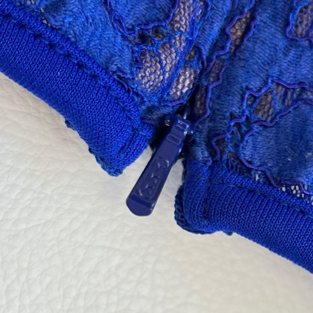 美品✨TADASHI SHOJI プリーツレースドレス ロイヤルブルー　芸能人