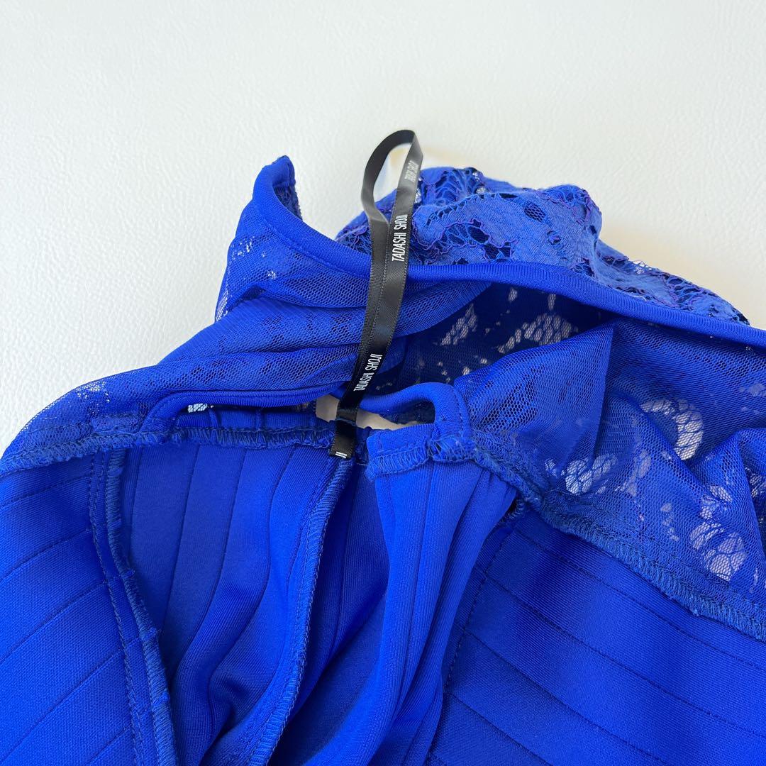 美品✨TADASHI SHOJI プリーツレースドレス ロイヤルブルー　芸能人