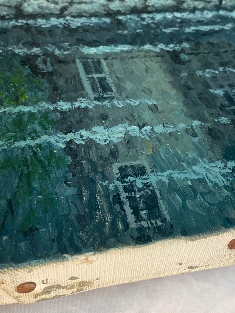 2289❣️水辺の古城　油絵