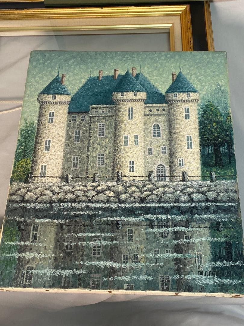 2289❣️水辺の古城　油絵