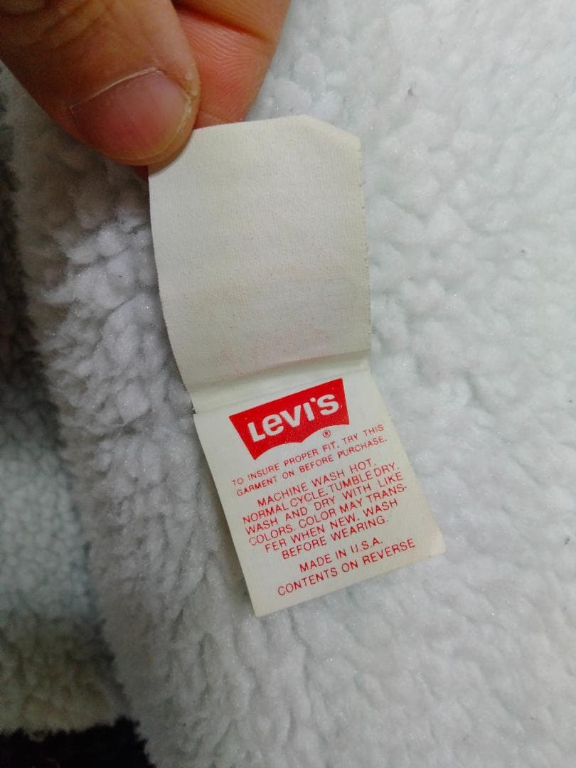 ビンテージ90年代リーバイス70608-0216デニムボア付きJKT紺色美品42