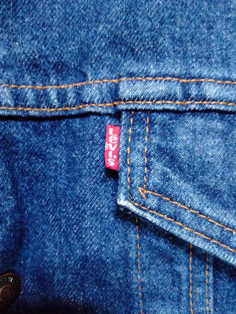 ビンテージ90年代リーバイス70608-0216デニムボア付きJKT紺色美品42