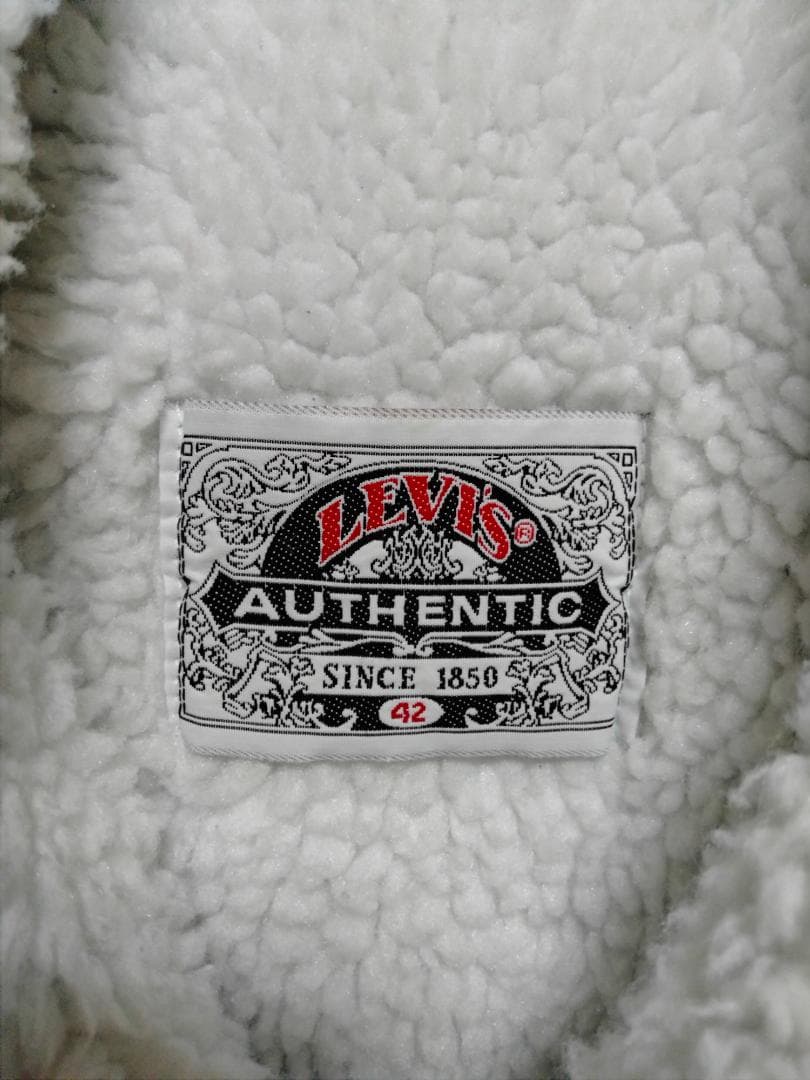 ビンテージ90年代リーバイス70608-0216デニムボア付きJKT紺色美品42