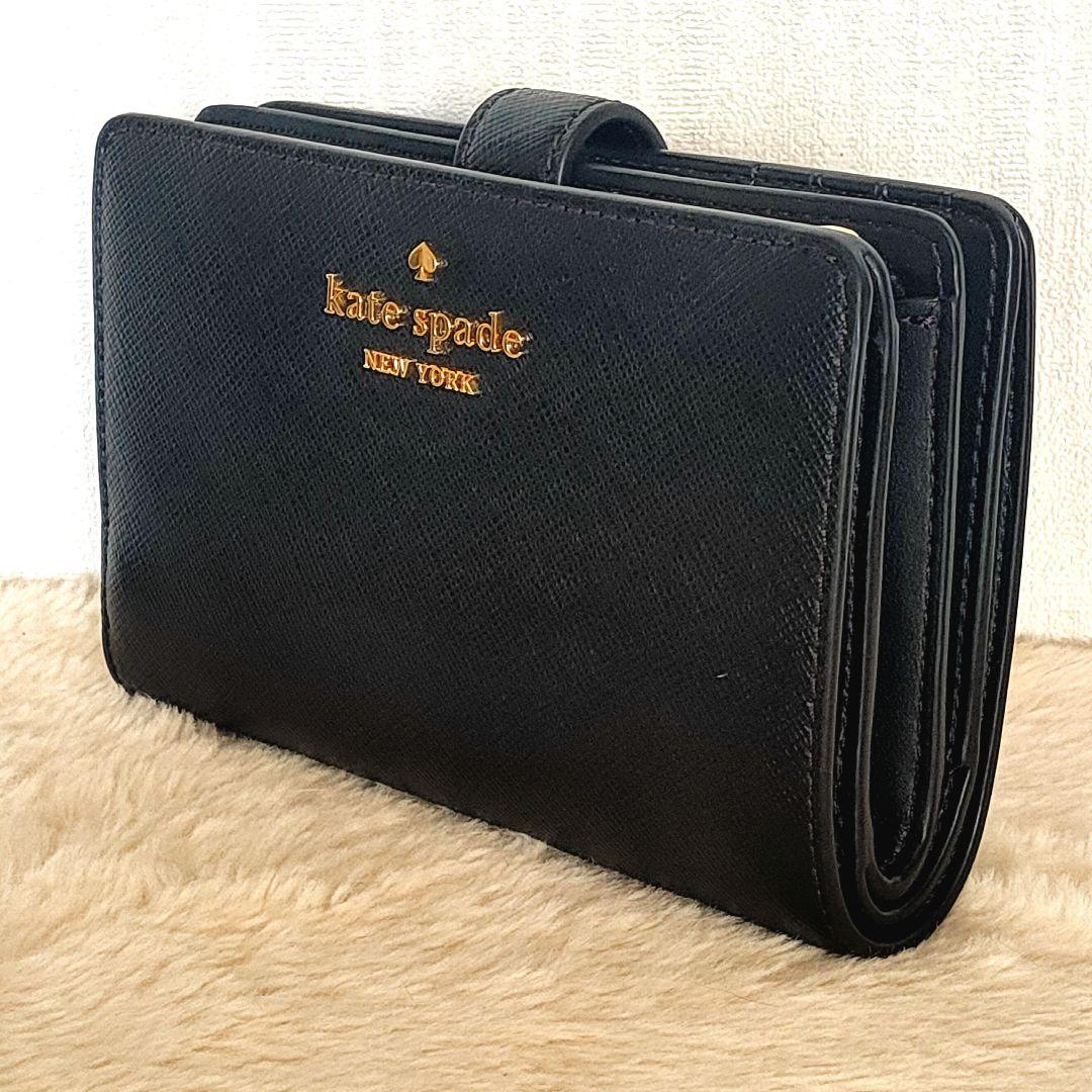 新品未使用 kate spade マディソン 二つ折り財布 L字ジップ ブラック