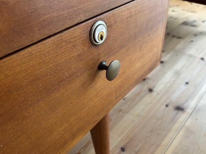 月末セール！北欧ヴィンテージチーク両袖デスク チーク素材　アンティーク書斎デスク