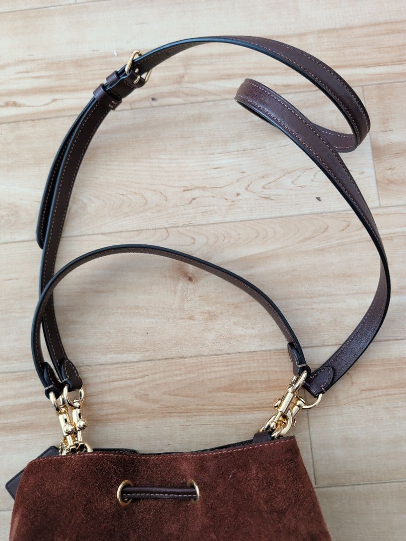 COACH ブラウン スエード バケツ型ショルダーバッグ