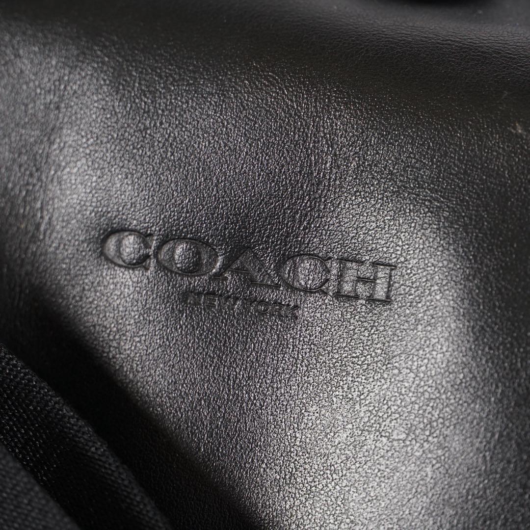 極美品 COACH ボストンバッグ 2way ロゴ型押し チャーム付 レザー 黒