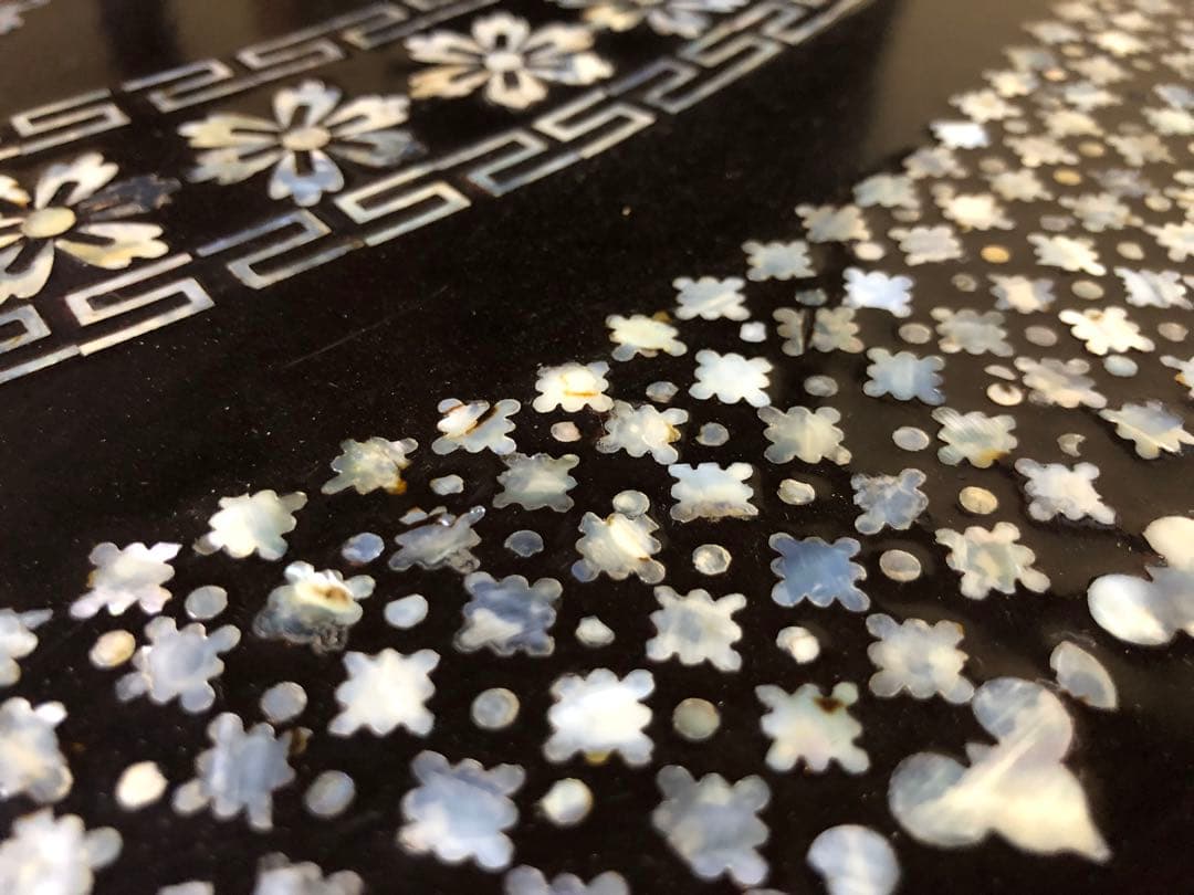 美品！豪華な螺鈿細工の李朝円卓折り畳み式 検古民家李朝家具民芸家具ソバンちゃぶ台