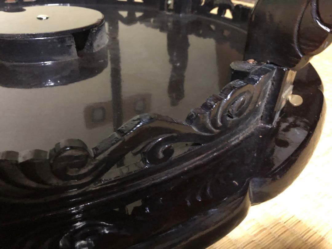 美品！豪華な螺鈿細工の李朝円卓折り畳み式 検古民家李朝家具民芸家具ソバンちゃぶ台