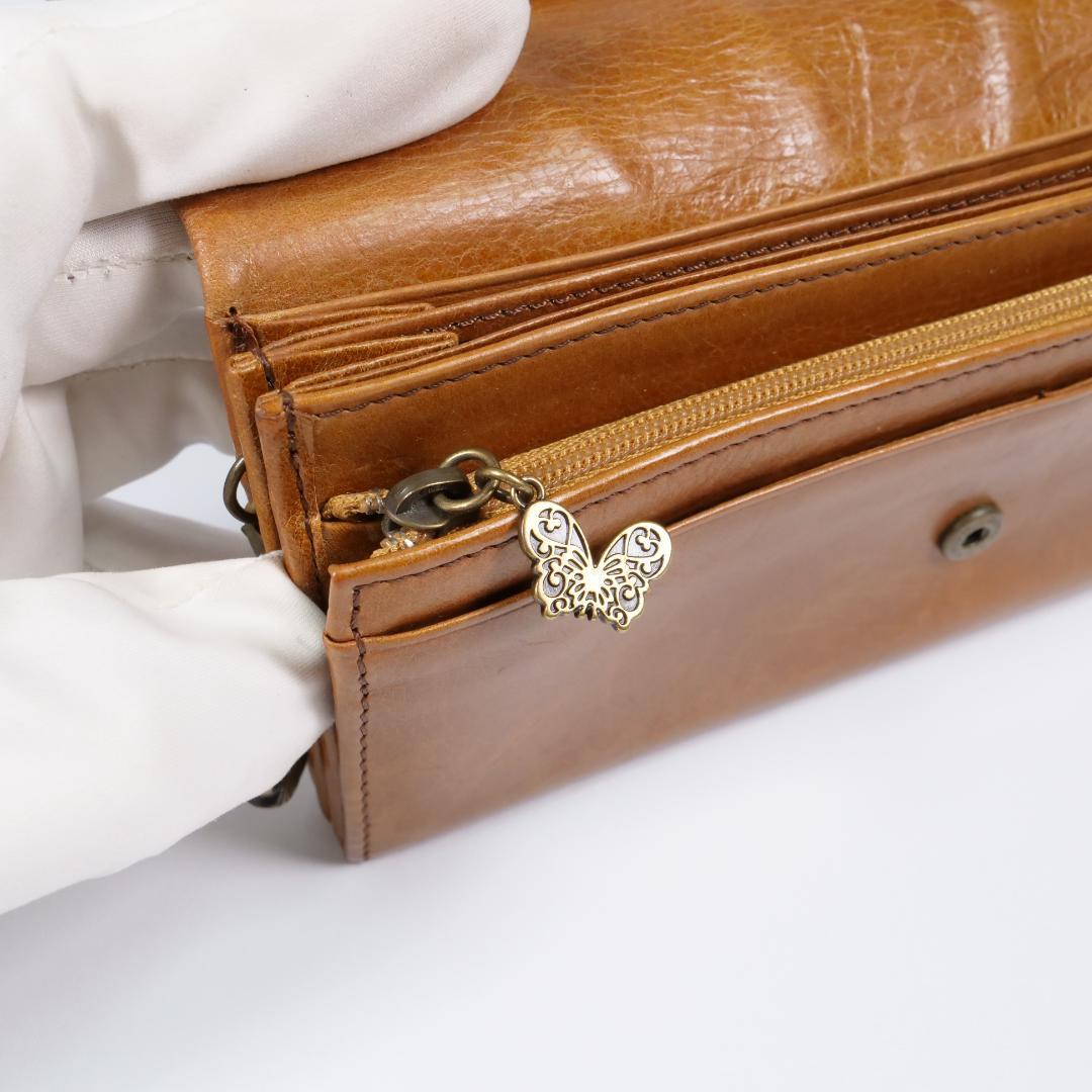 希少美品✨アナスイ 長財布 アンティーク調 鳥・薔薇モチーフ レザー ブラウン