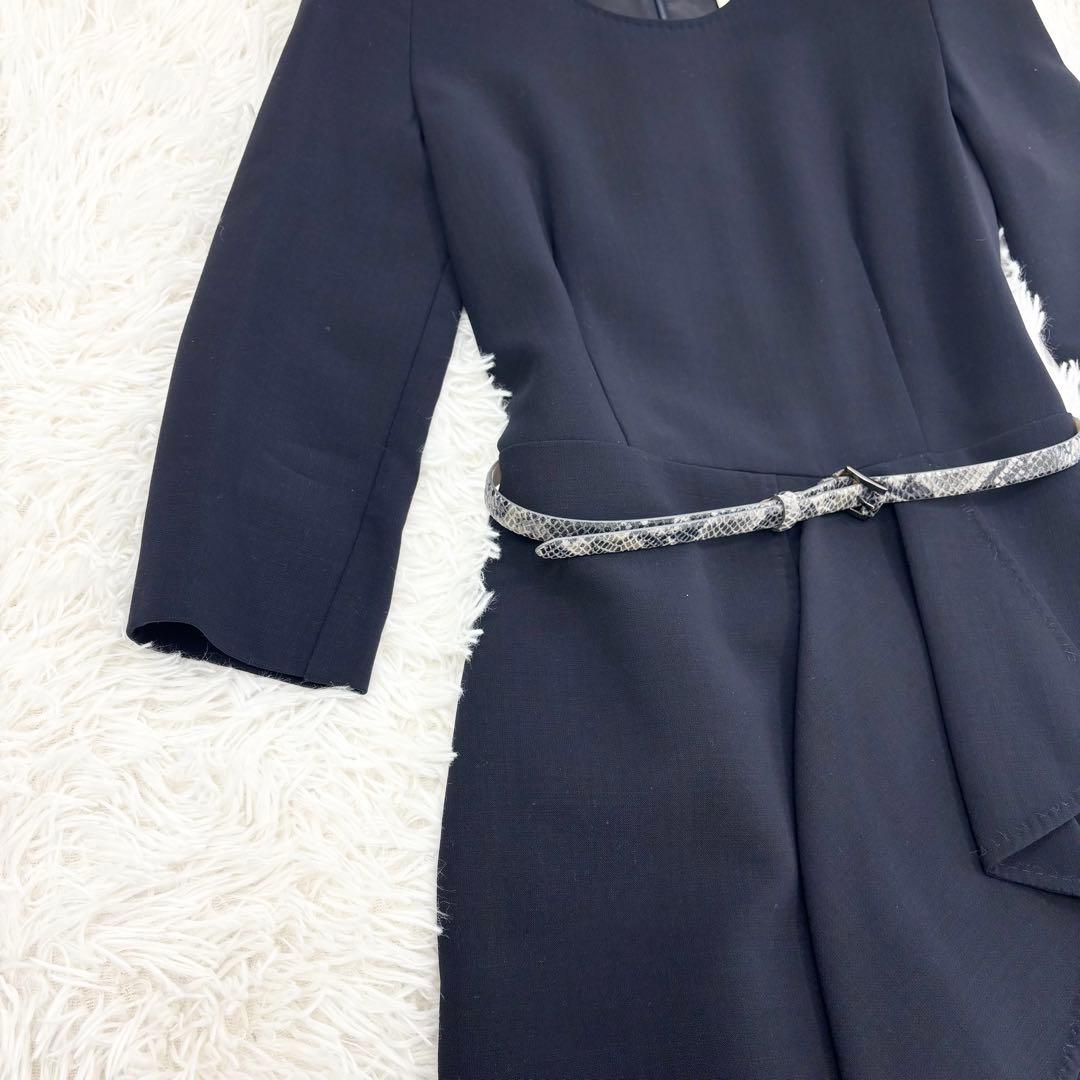 美品　マックスマーラ　白タグ　ロングワンピース　ウール　ベルト付　フォーマル