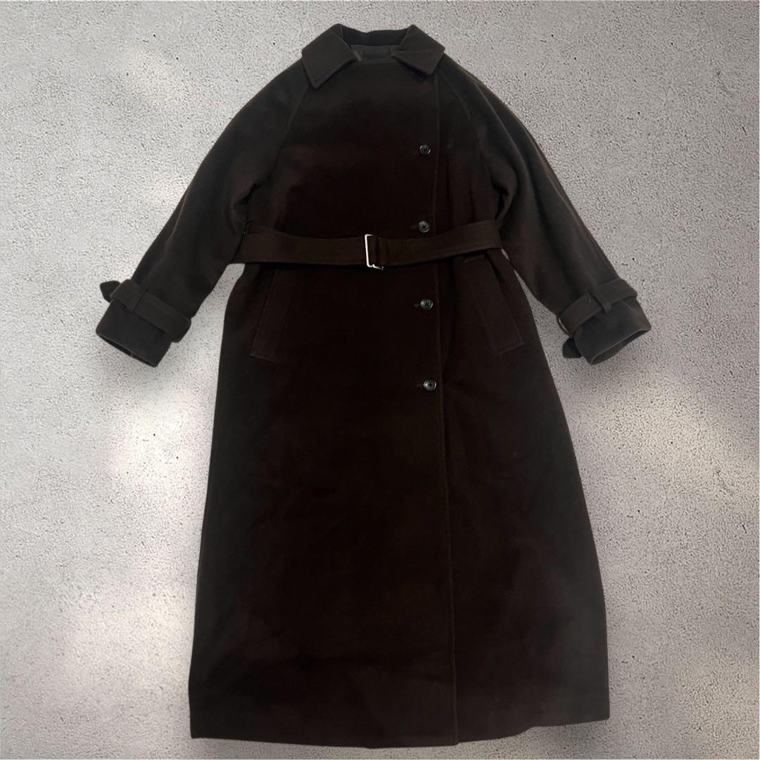 anuans アニュアンス ウールロングトレンチコート ブラウン S