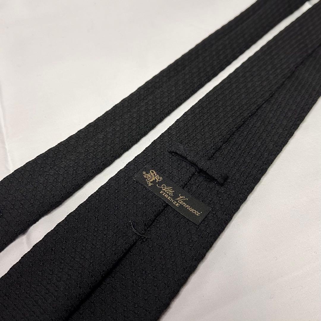 極美品☆アットバンヌッチ☆ネクタイ☆ブラック☆無地☆ソリッド☆ウール656