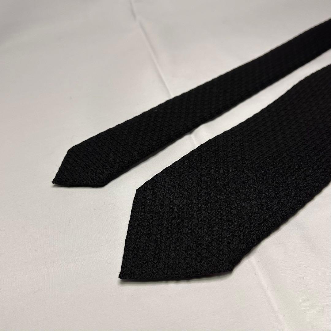 極美品☆アットバンヌッチ☆ネクタイ☆ブラック☆無地☆ソリッド☆ウール656