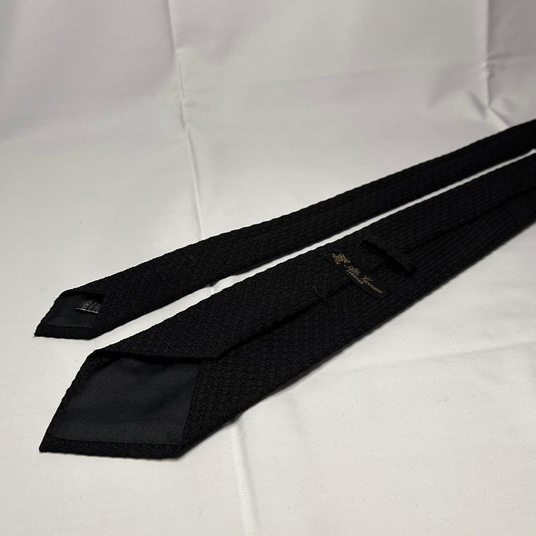 極美品☆アットバンヌッチ☆ネクタイ☆ブラック☆無地☆ソリッド☆ウール656