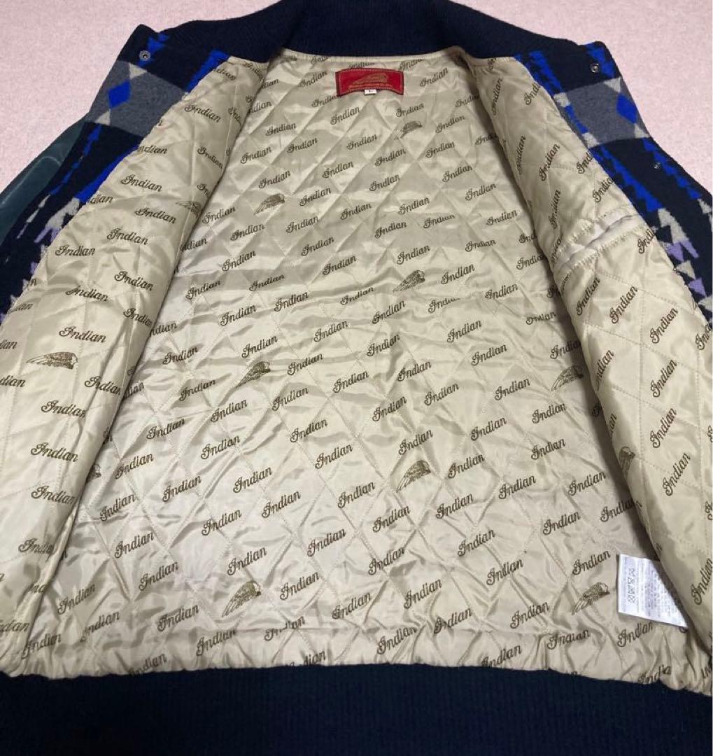 美品 indian Motocycle ネイティブ柄 レザースリーブ ジャケット