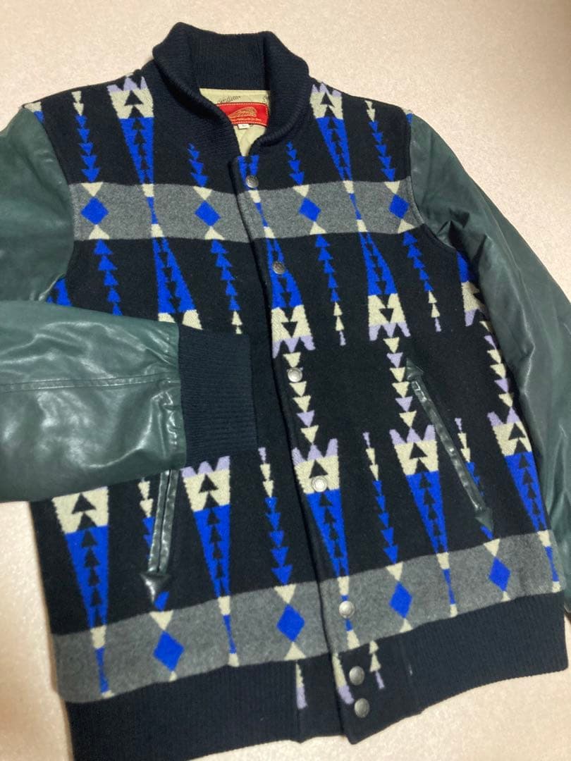 美品 indian Motocycle ネイティブ柄 レザースリーブ ジャケット