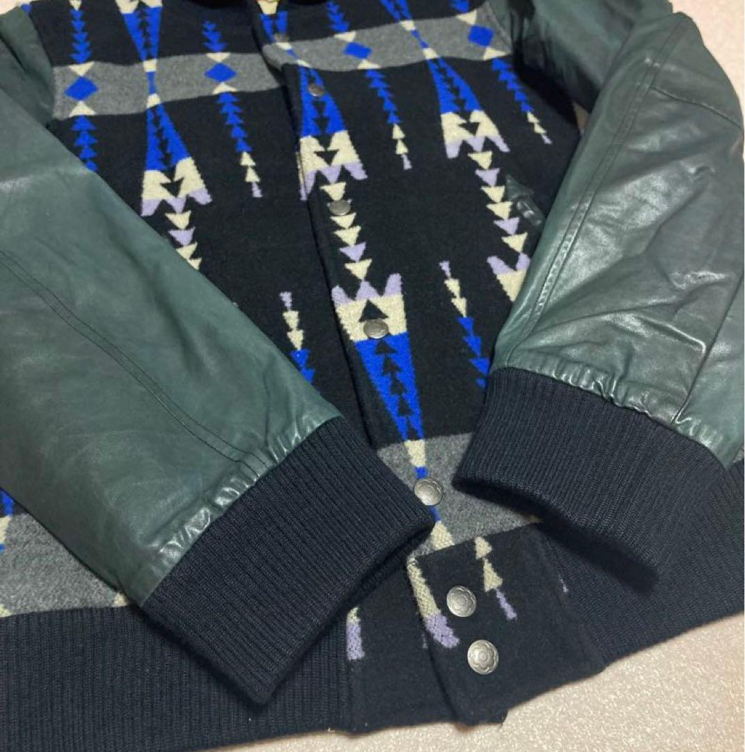 美品 indian Motocycle ネイティブ柄 レザースリーブ ジャケット