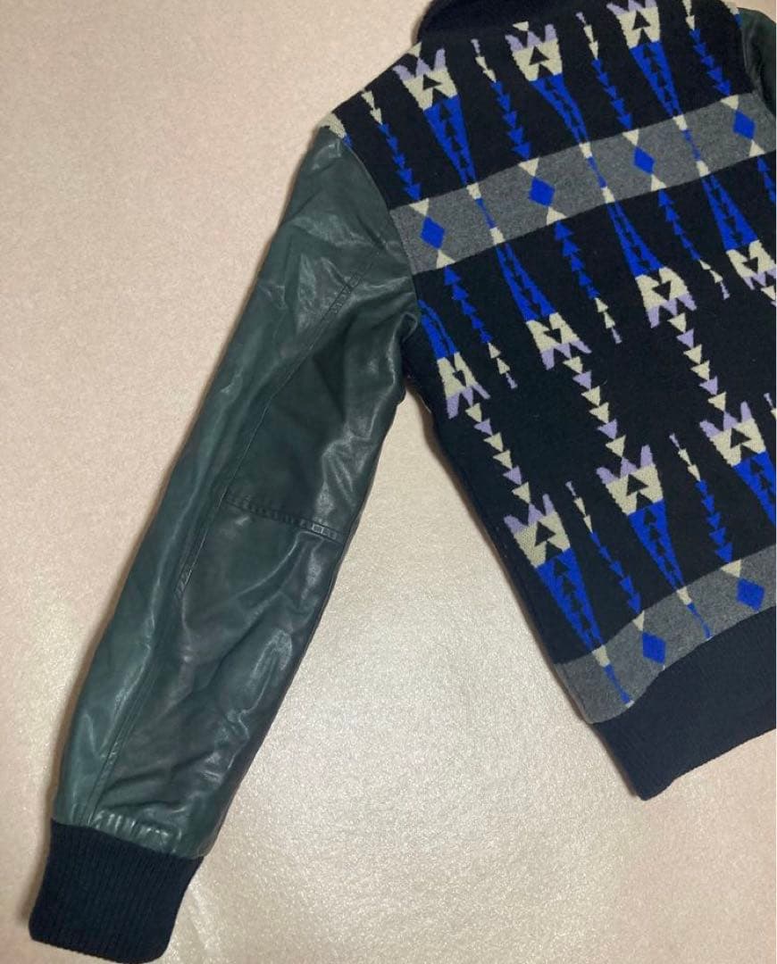 美品 indian Motocycle ネイティブ柄 レザースリーブ ジャケット