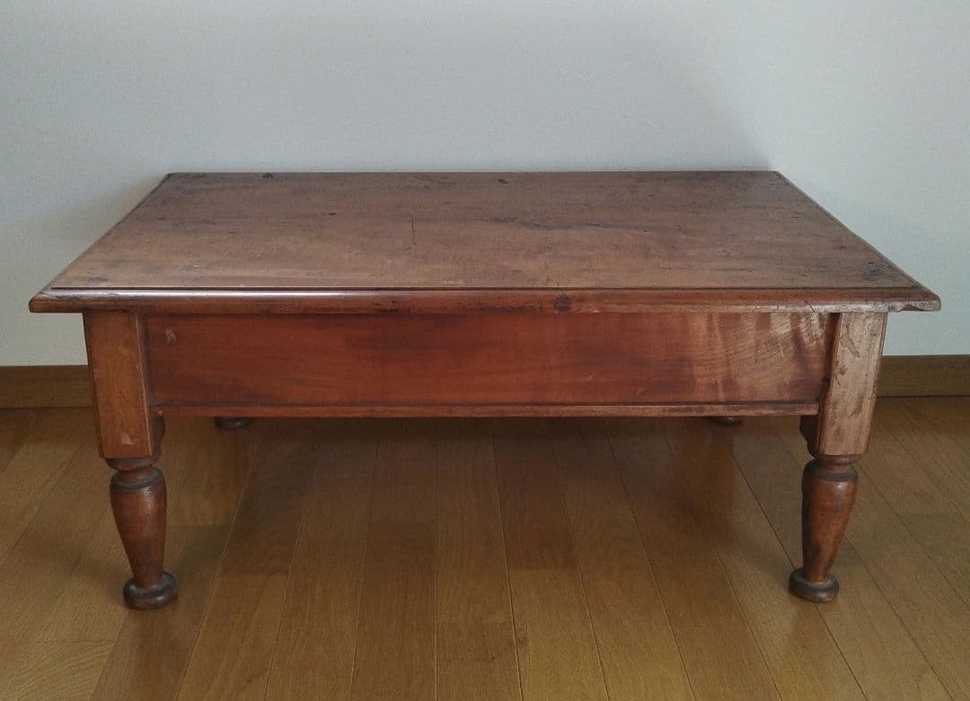 ミニ机 机 文机 デスク 引出し付き 昭和レトロ 文台　和風 木製 ろくろ脚