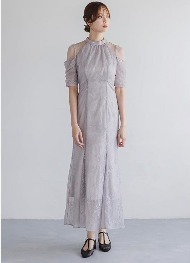 SNIDEL スナイデル シアーショルダーレースドレス