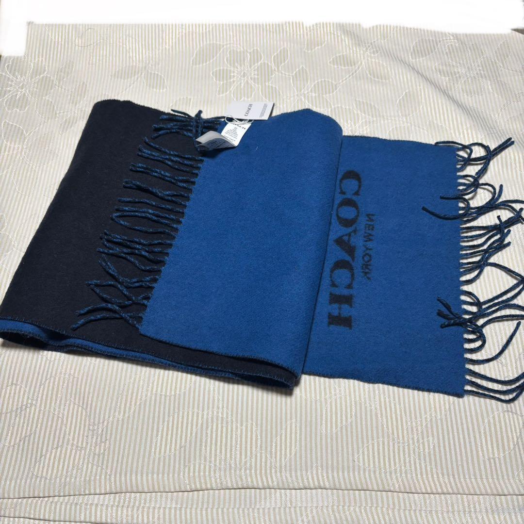 最終値下げ　COACH コーチ　定番カシミヤ混　ロゴマフラー　新品タグ付き