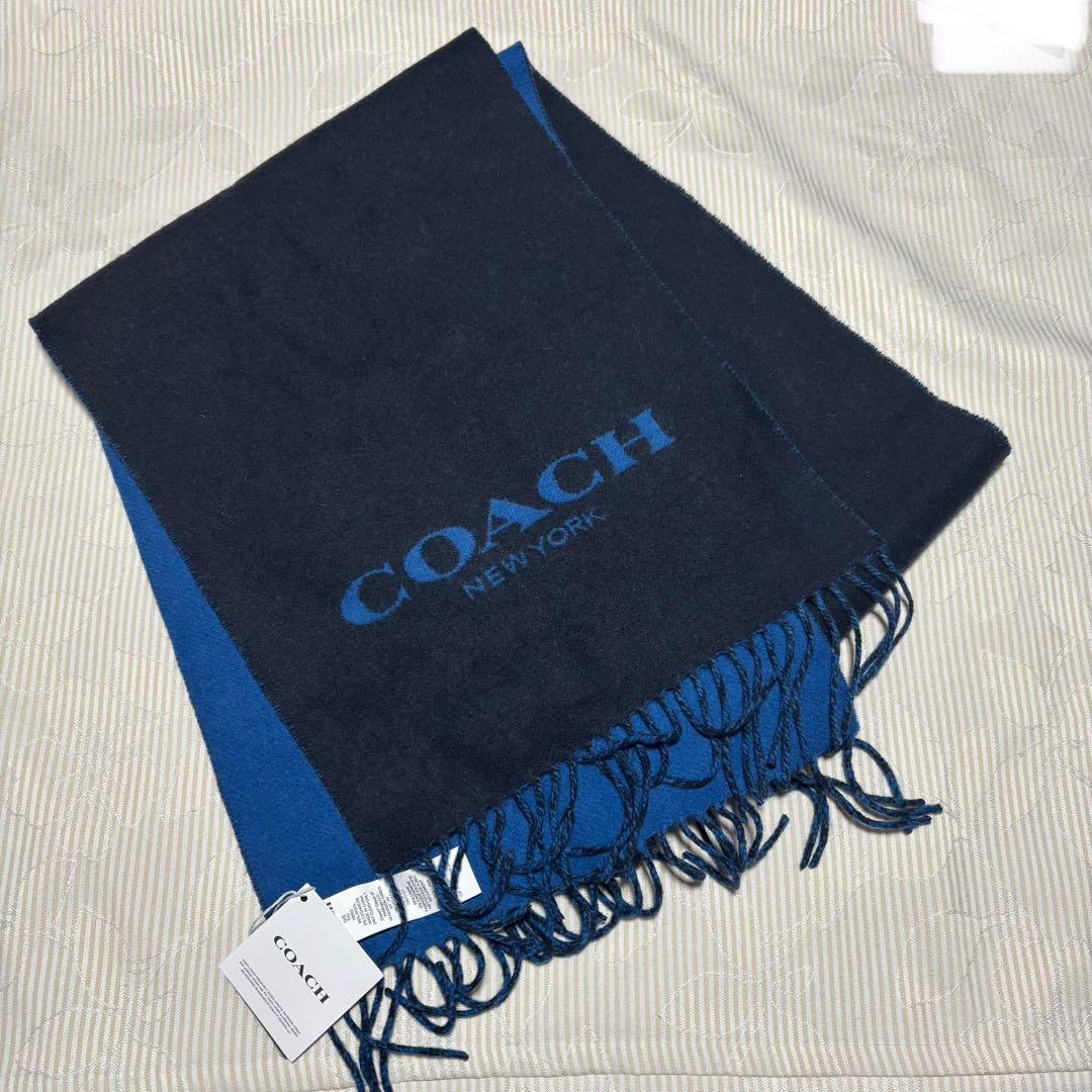 最終値下げ　COACH コーチ　定番カシミヤ混　ロゴマフラー　新品タグ付き