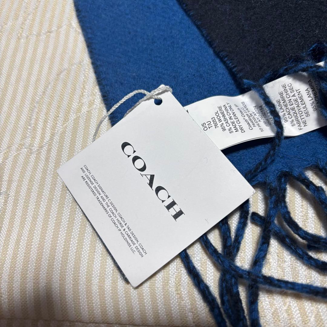 最終値下げ　COACH コーチ　定番カシミヤ混　ロゴマフラー　新品タグ付き