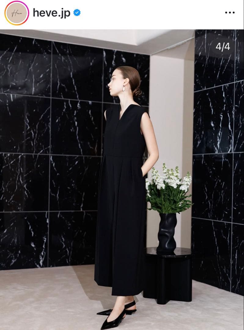 heve へイヴ　ハートネックオールインワン　ブラック　36