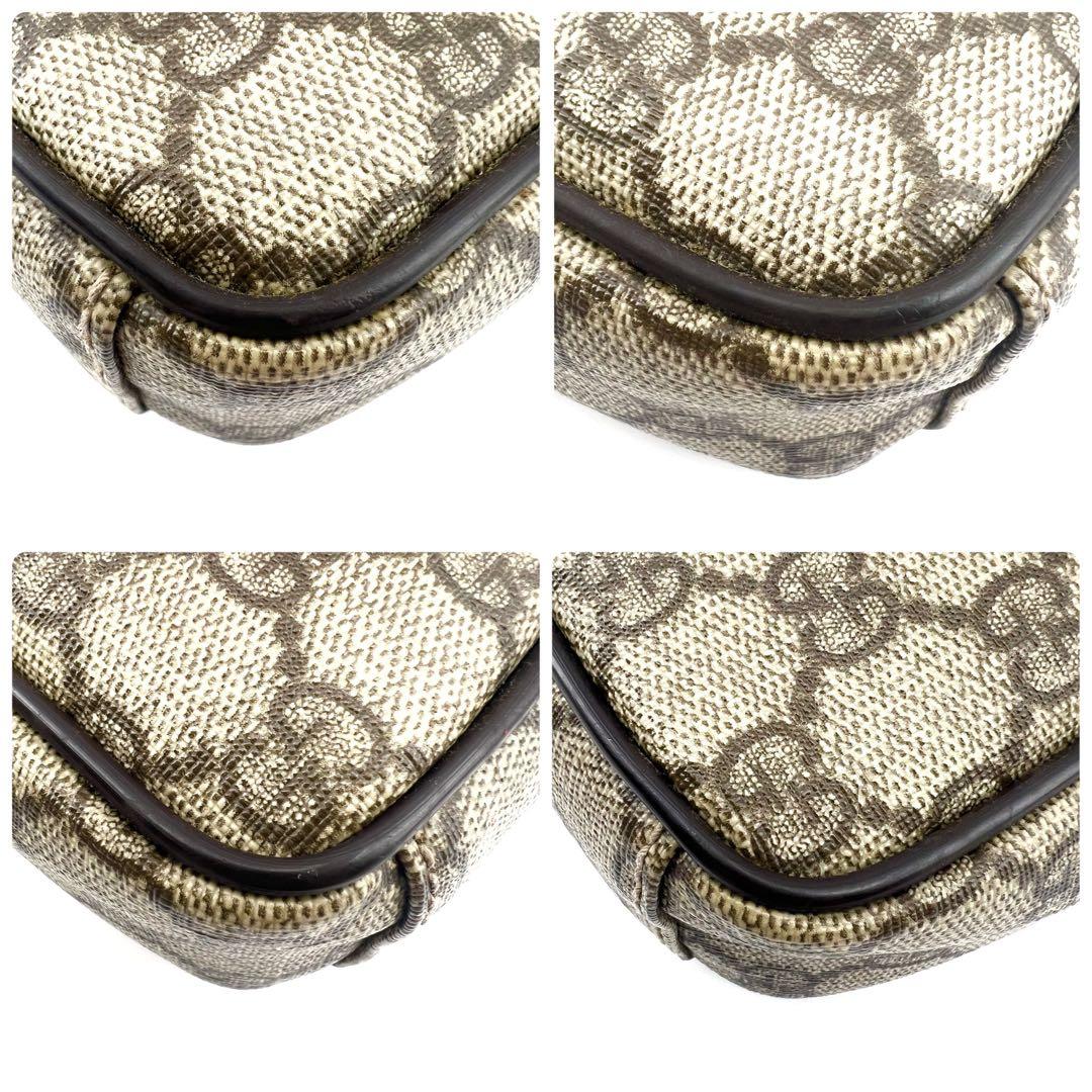 美品　GUCCI　ショルダーバック　PVC　GGスプリーム　斜め掛け　ベージュ