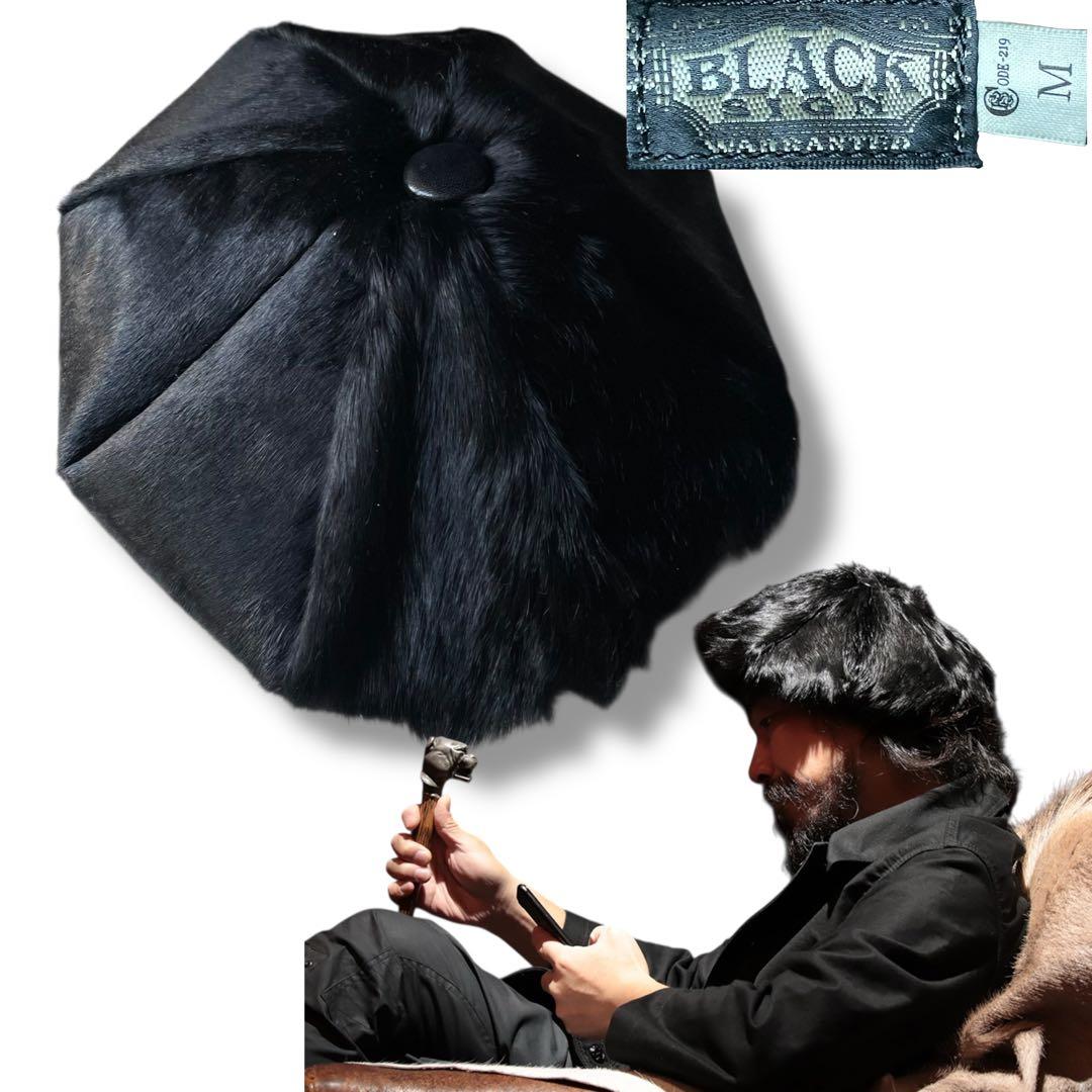 定価27,500円 ブラックサイン ホースレザー ハラコ ベレー帽 sizeM