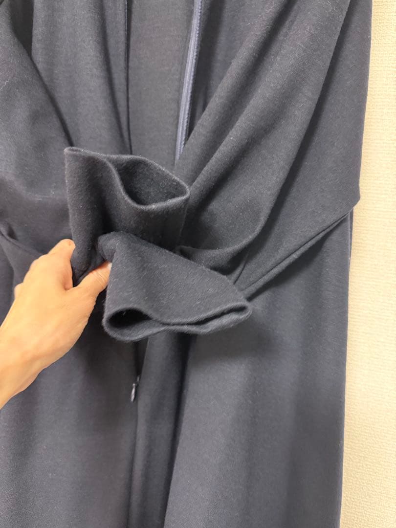 エブールebureソフトウールスムースカットソーワンピースネイビー36