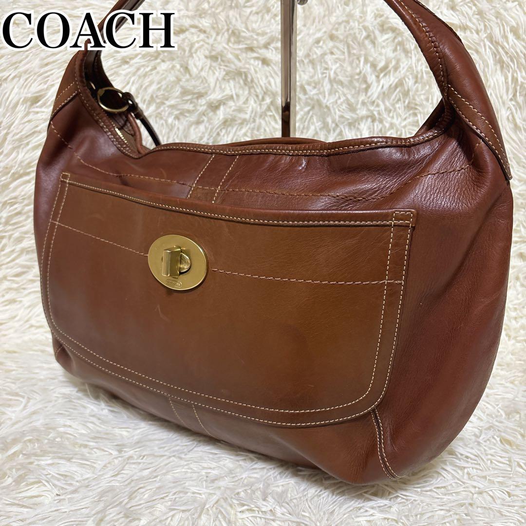 COACH ワンショルダーバッグ レザー 肩がけ ターンロック ホーボー
