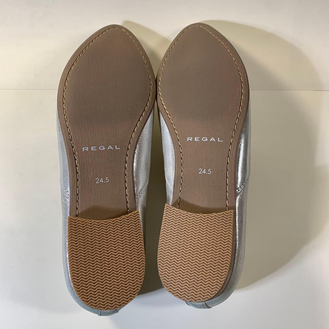 REGAL シルバー フラットシューズ 24.5cm