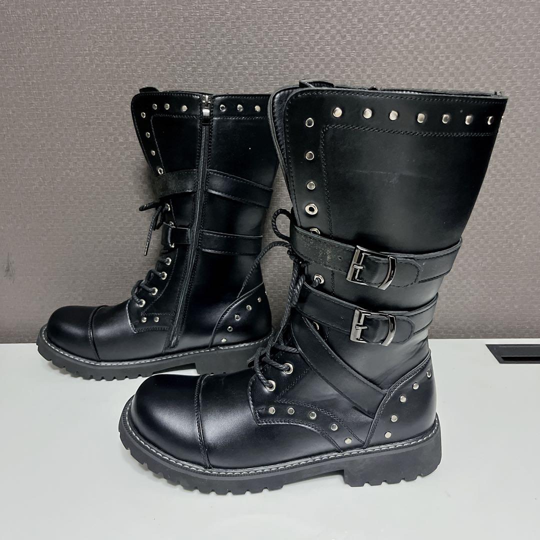 靴 00s archive long belted boots studs Y2K