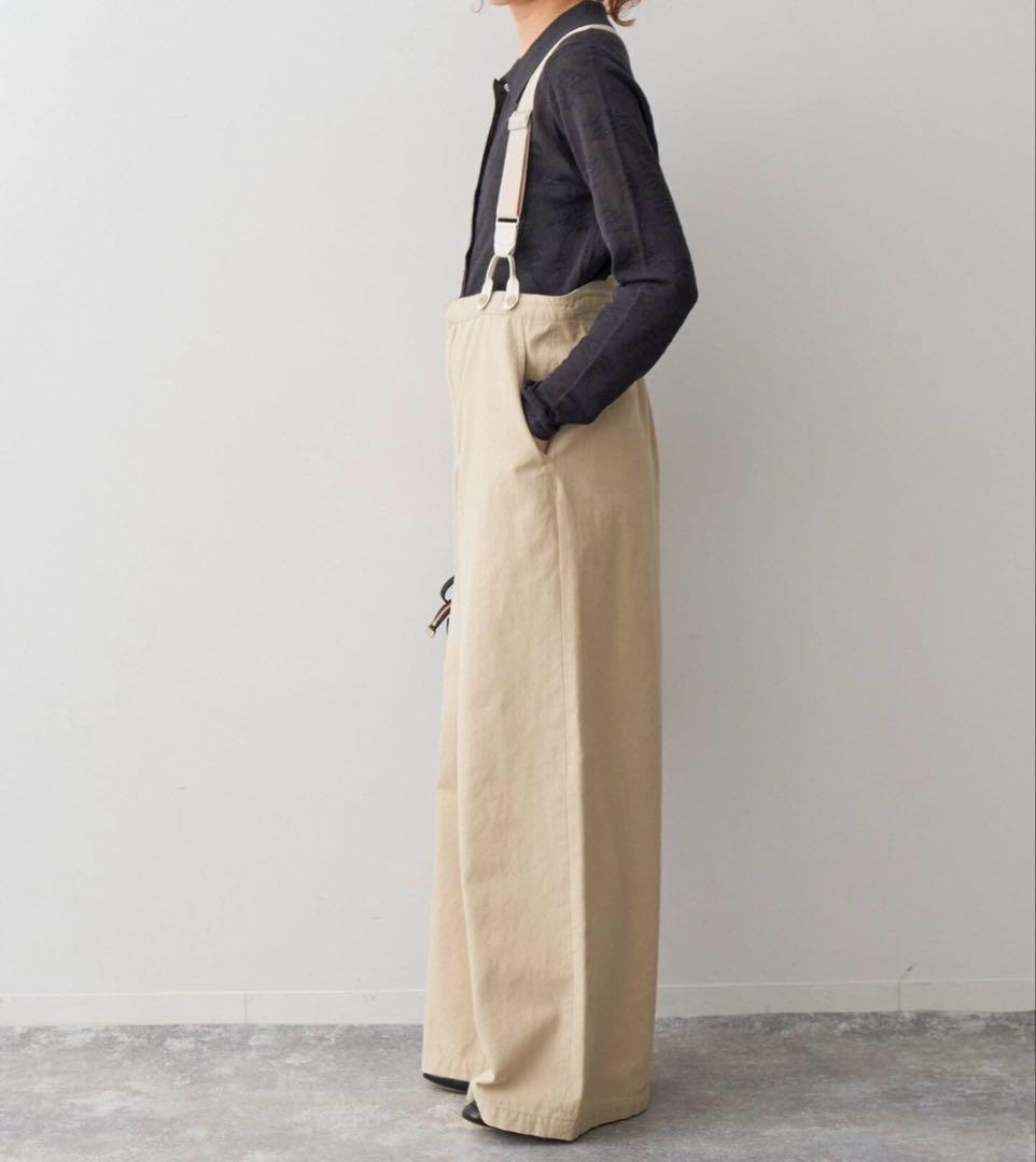 新品Spick and Spanサスペンダー付きワーカーパンツ　ベージュ36