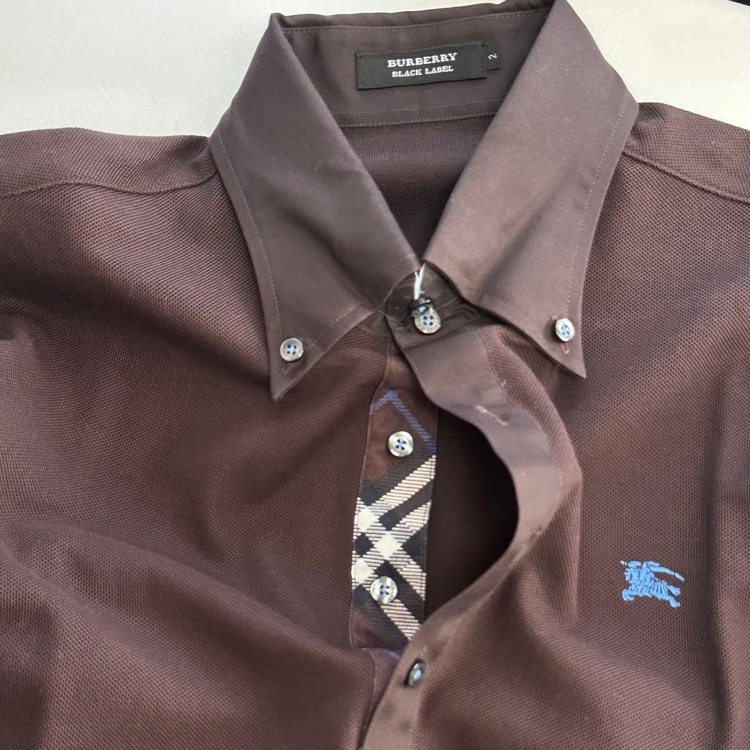 【未使用品】BURBERRY BLACK LABELコットンブラウン ポロシャツ