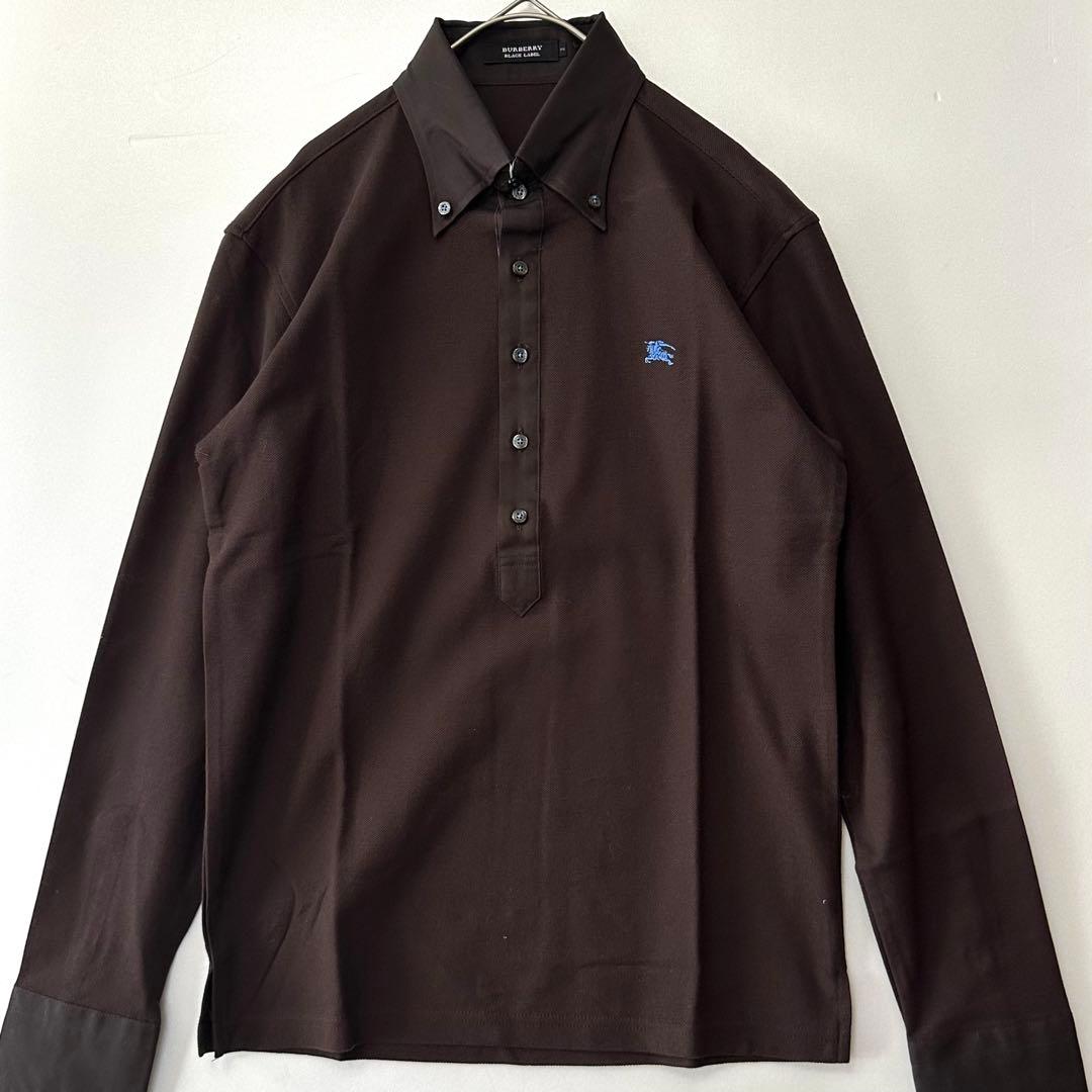 【未使用品】BURBERRY BLACK LABELコットンブラウン ポロシャツ